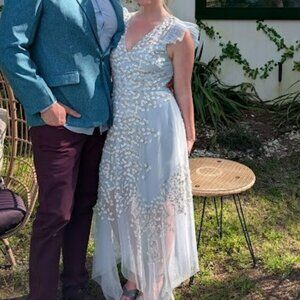 BCBGMaxazaria Blue and White Floral Gown